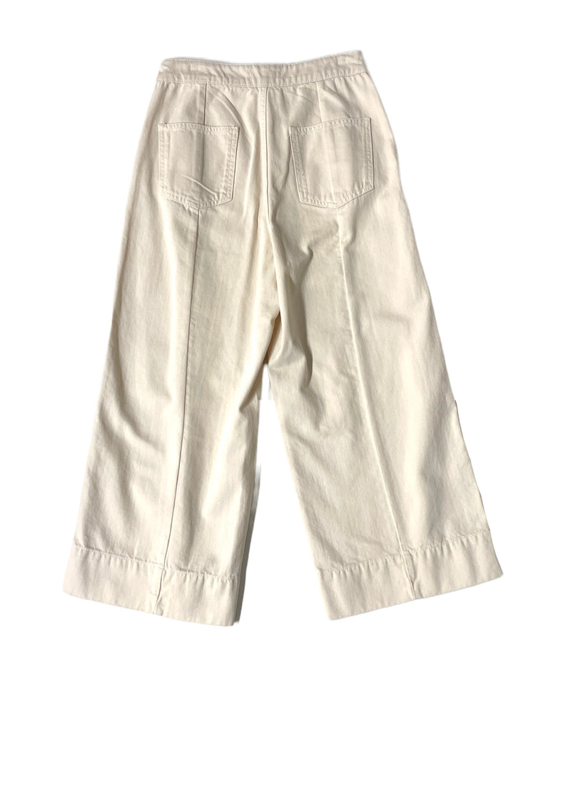 TOPSHOP Women's cream high-rise wide leg button fly jeans, 6 / 28"