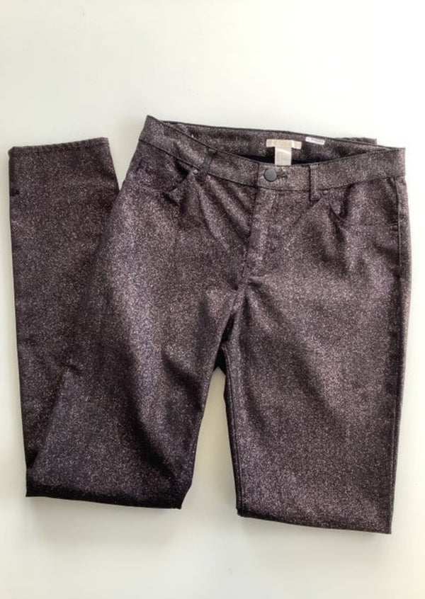 H&M Women's black w/ silver sparkle skinny jeans, 6