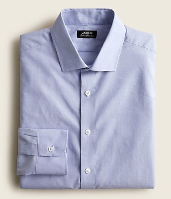 J CREW mens blue broadcloth "Ludlow" shirt 120's 2 ply, M
