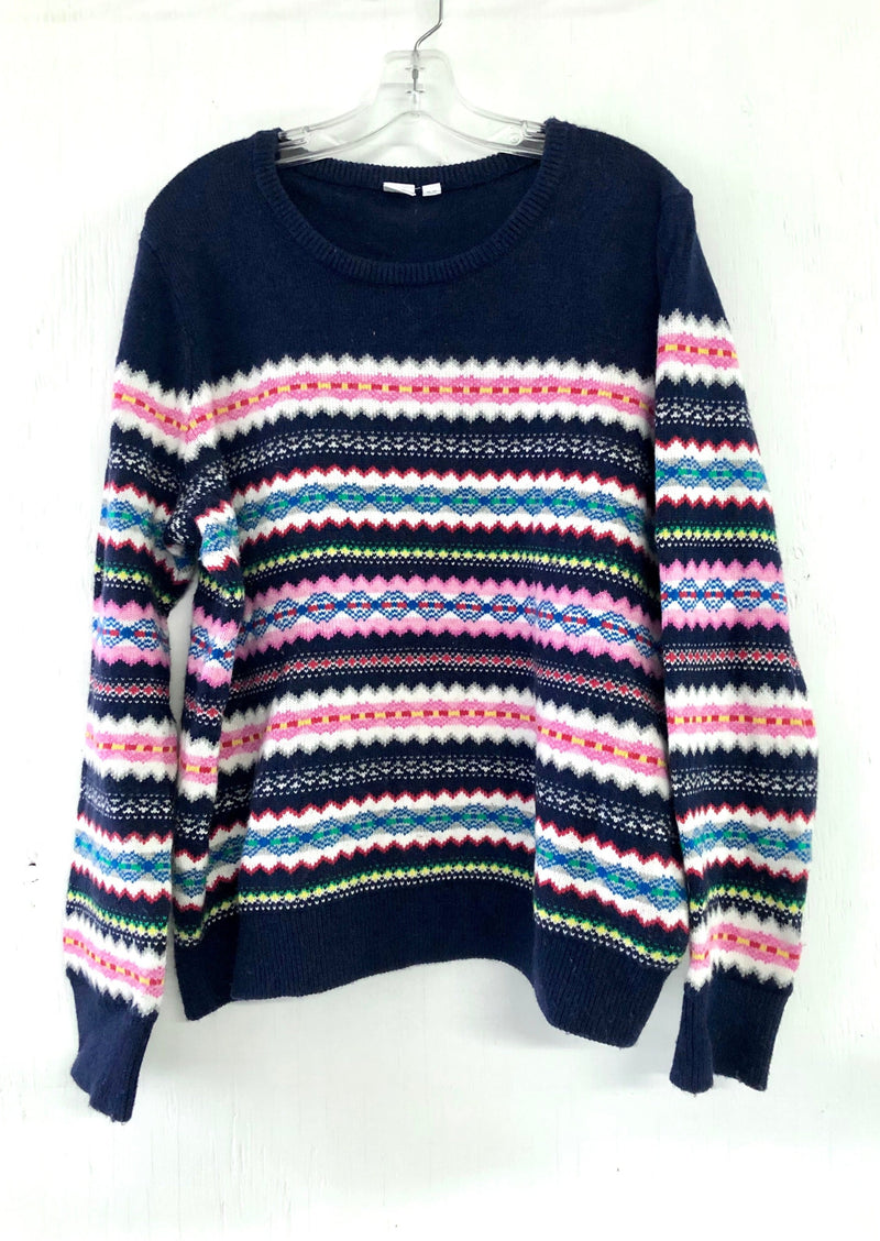 GAP Women’s navy multicolour fairisle crew neck sweater, 2X