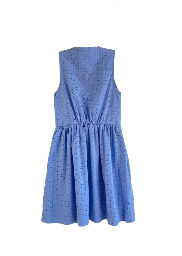J BY J. CREW Women's pale blue cotton eyelet sleeveless button front dress, 4