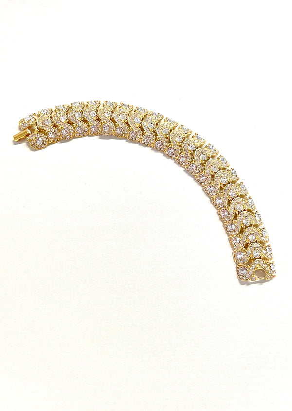 BRACELET gold & clear rhinestone link bracelet w/ clasp