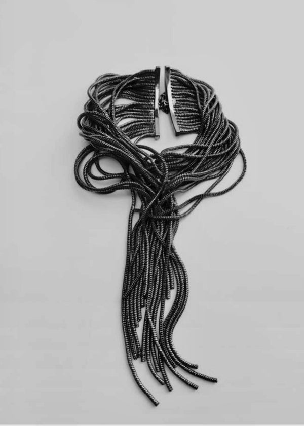 ZARA gunmetal twisted 20 strand chain necklace
