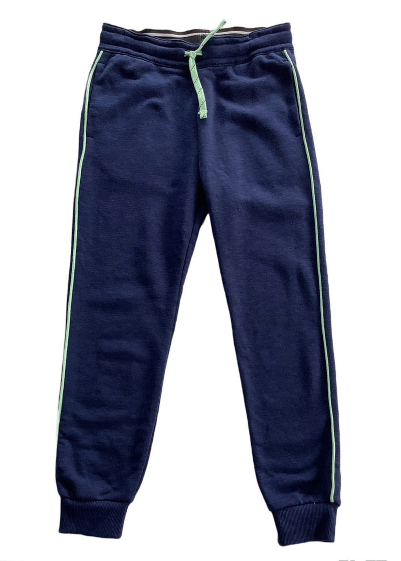 H&M Boys navy fleece lined sweat pants w/ mint piping & drawstring, 9/10