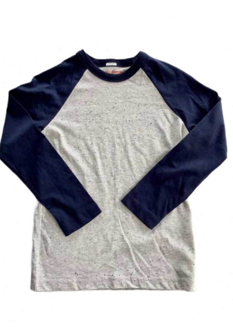 JOE FRESH Boys navy & grey speckle baseball raglan tee, M 7/8