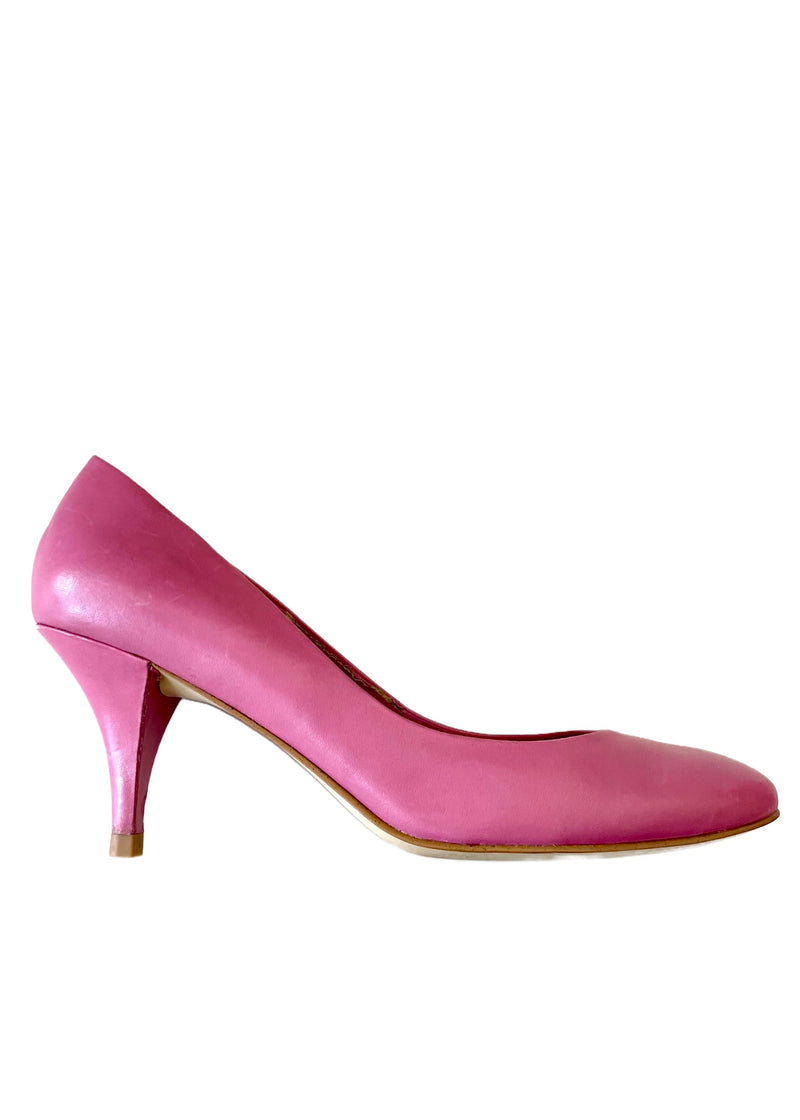 9-WEST Women's classic purple almond toe mid height heel pump, 8