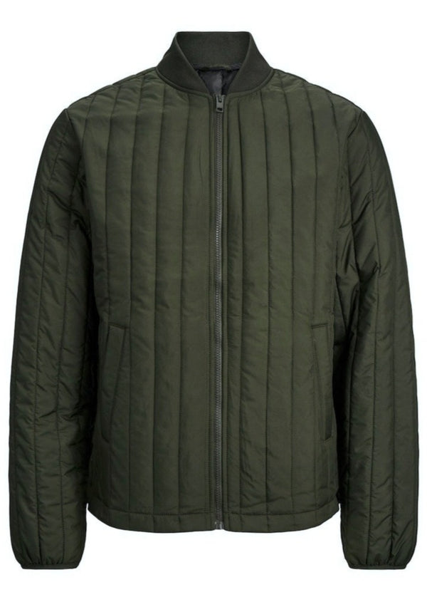 JACK & JONES Mens green "City Lined Quilted Jacket", L