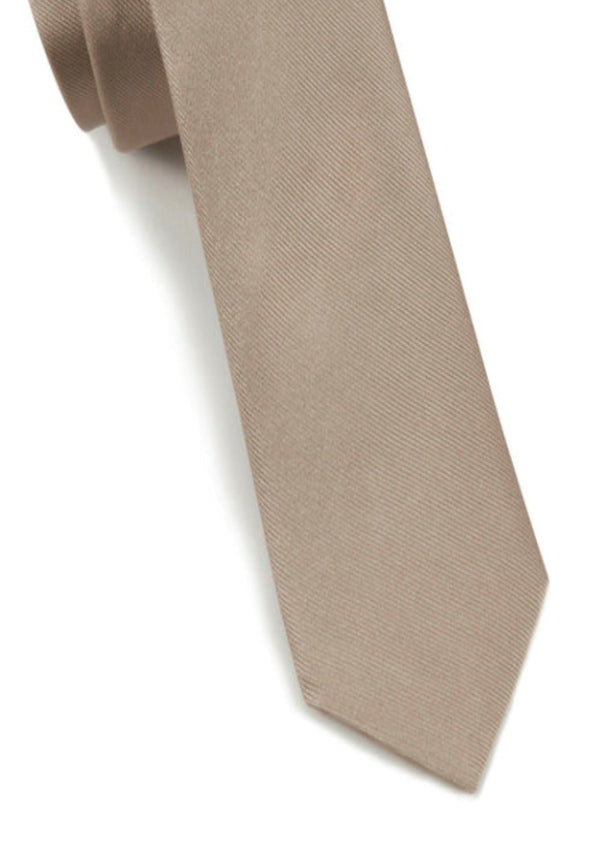 TIE BAR solid champagne grosgrain silk necktie