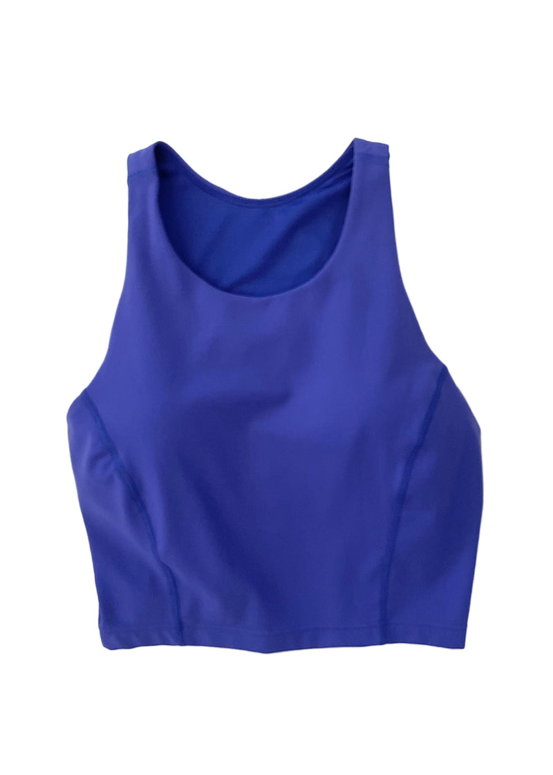 ZELLA Women's periwinkle crop workout top with built in bra, XS