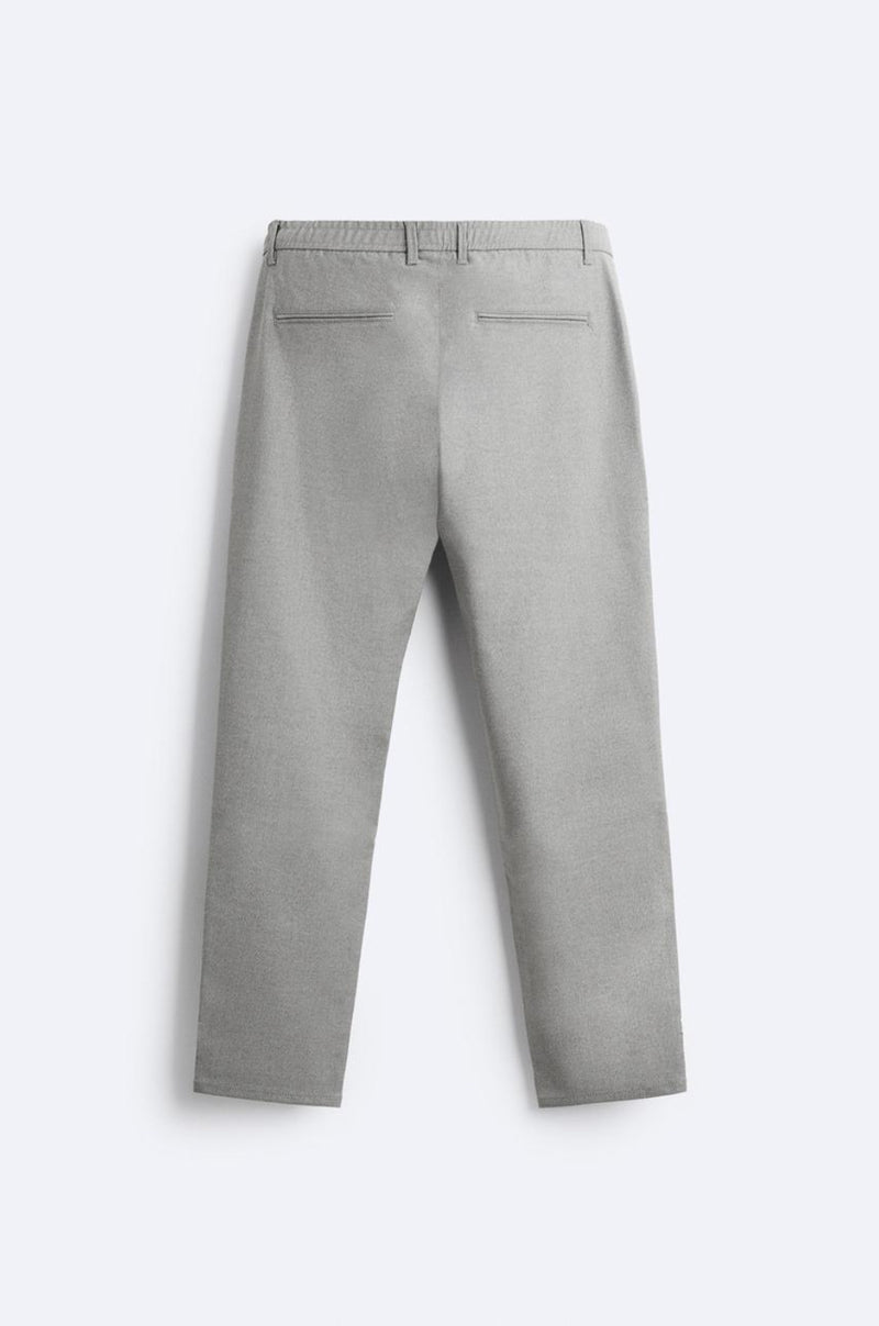 ZARA MAN grey slim fit stretch pants w/ elastic waist, front pockets & back welt pockets, L