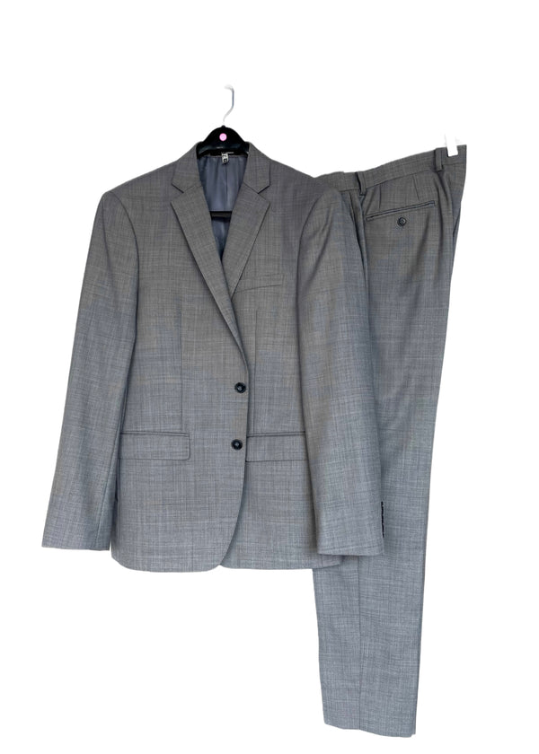 CALVIN KLEIN mid-tone grey wool slim fit 2 button single breasted suit, 40R