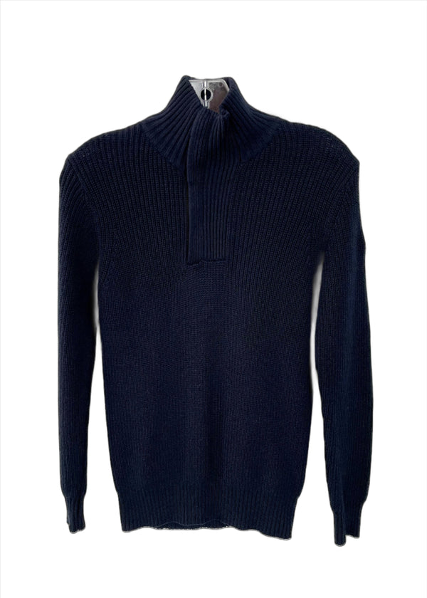 ZARA Boys navy cotton pullover w/ zip up neck, 9/10