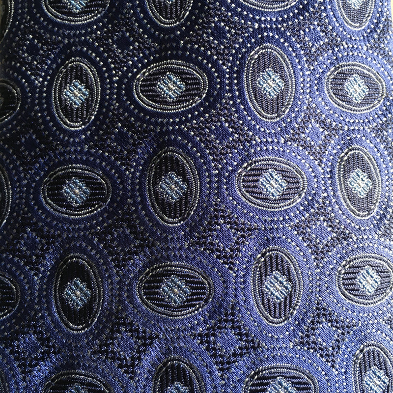 ARMANI blue oval woven print silk 3.5" wide tie