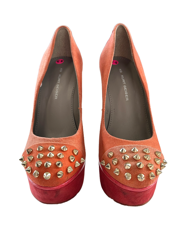 KURT GEIGER Women's “Esme” Suede Platform Heels, 6