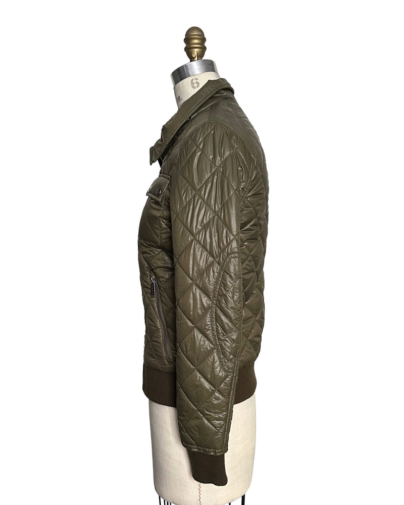DKNY Women's olive green lightweight quilted jacket, XS