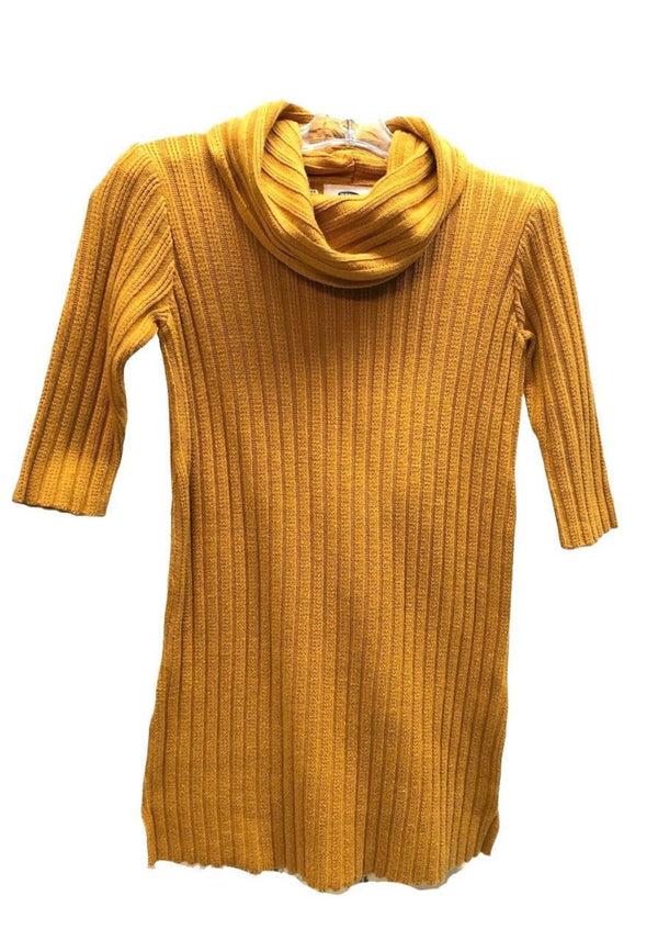 OLD NAVY Girls mustard long sleeve cowl neck knit dress, 5