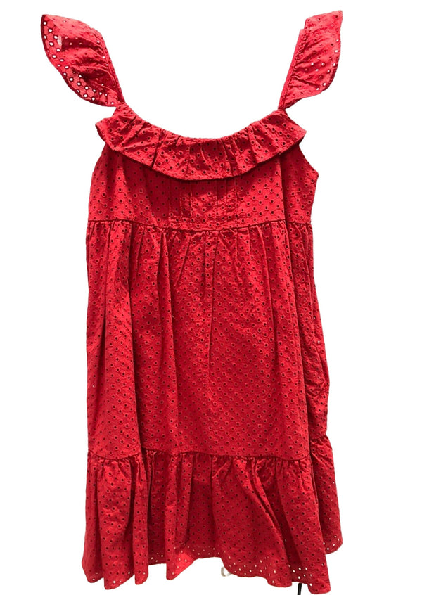 GAP KIDS Girls red eyelet dress with ruffled shoulder straps, M