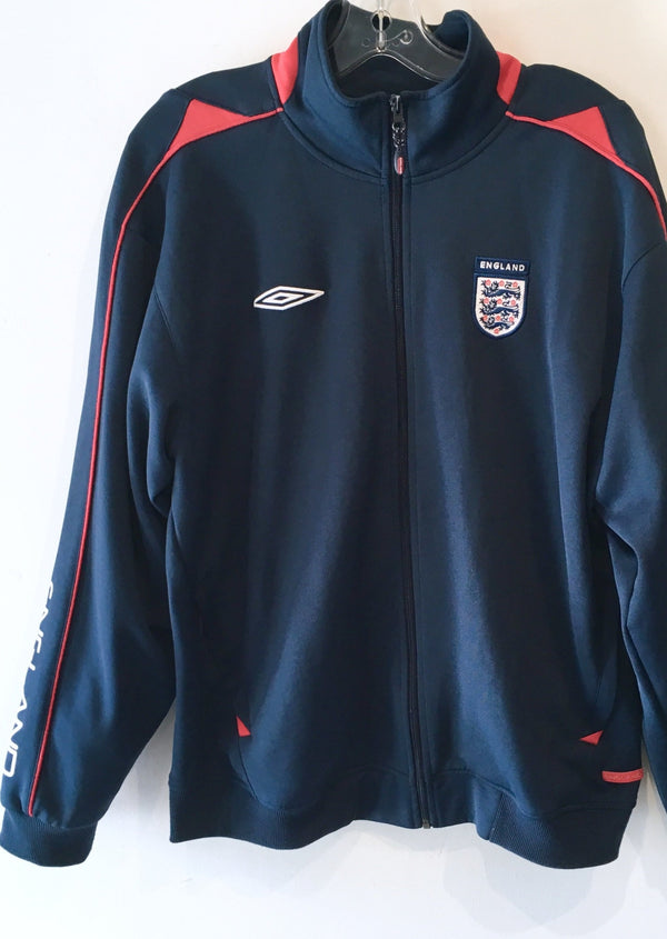 M JACKET England soccer team navy track jacket with stand collar and red details, L