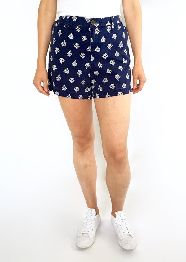 OLD NAVY Women's navy cotton shorts w/ white flowers, 8