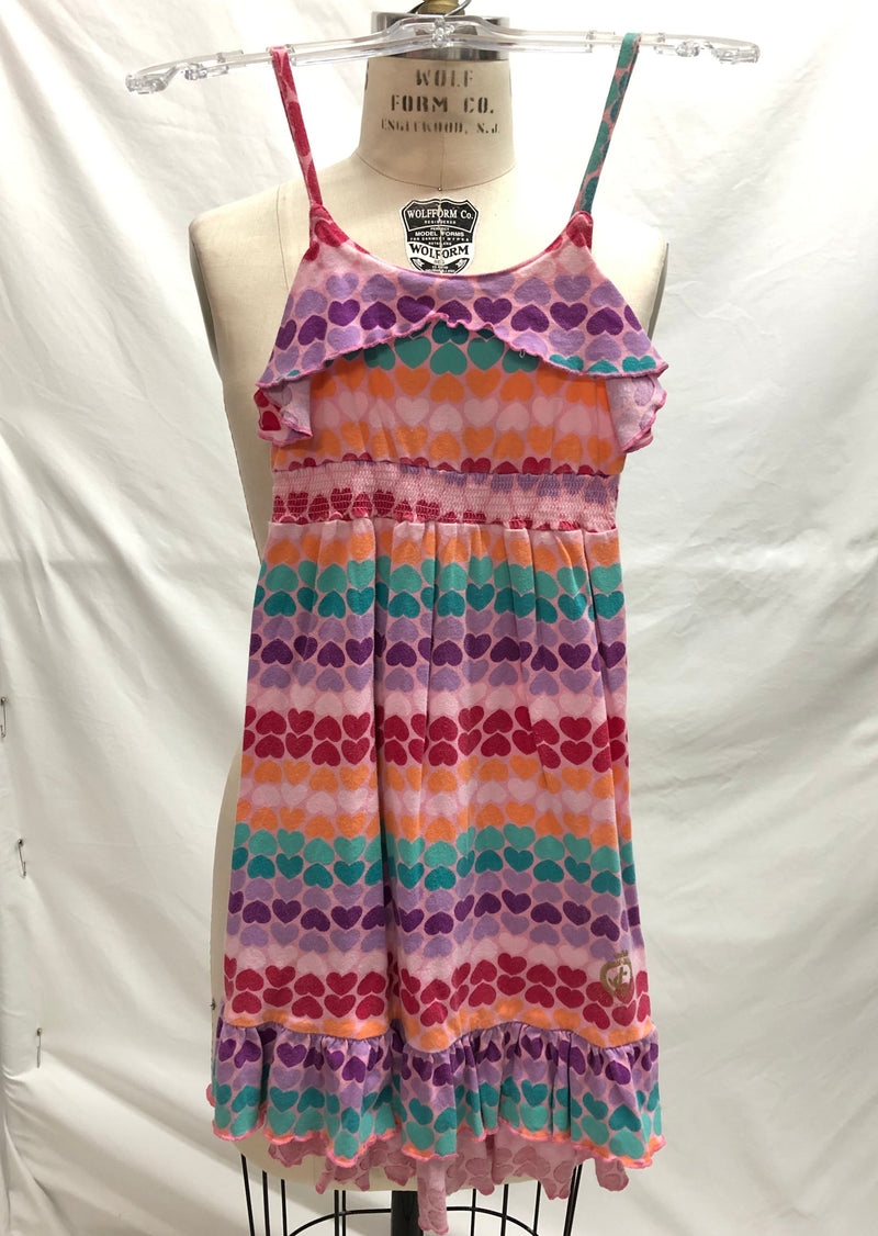 JUICY COUTURE pink multi colour heart pattern sundress dress, S