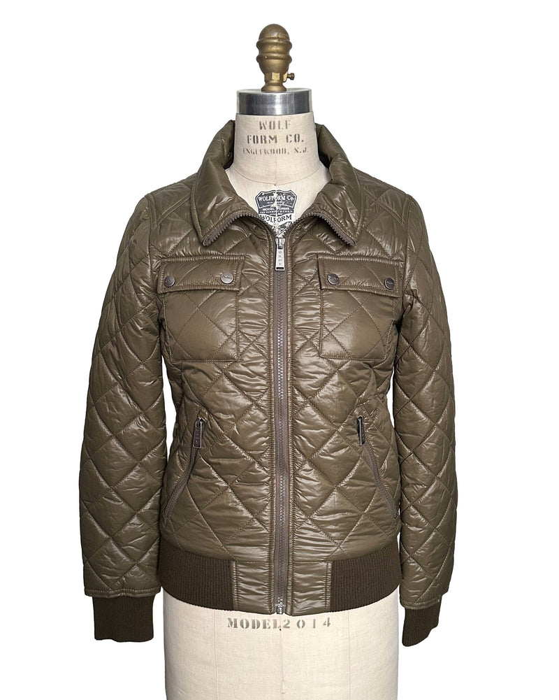 DKNY Women's olive green lightweight quilted jacket, XS