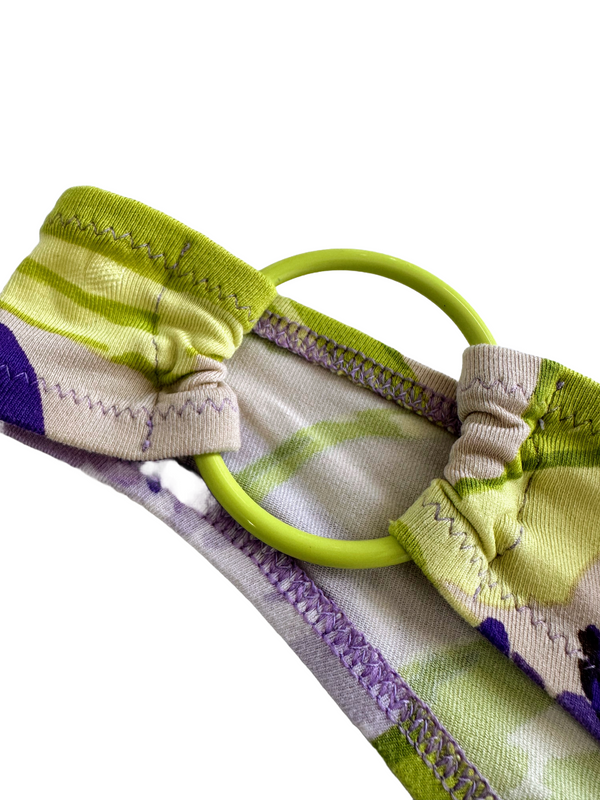 LAURANA URBINATI purple and green tulip print bikini, 40