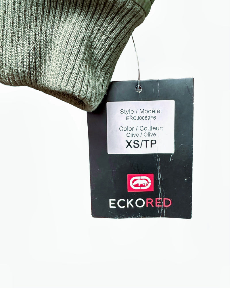 ECKO Women's olive green nylon padded bomber jacket, XS