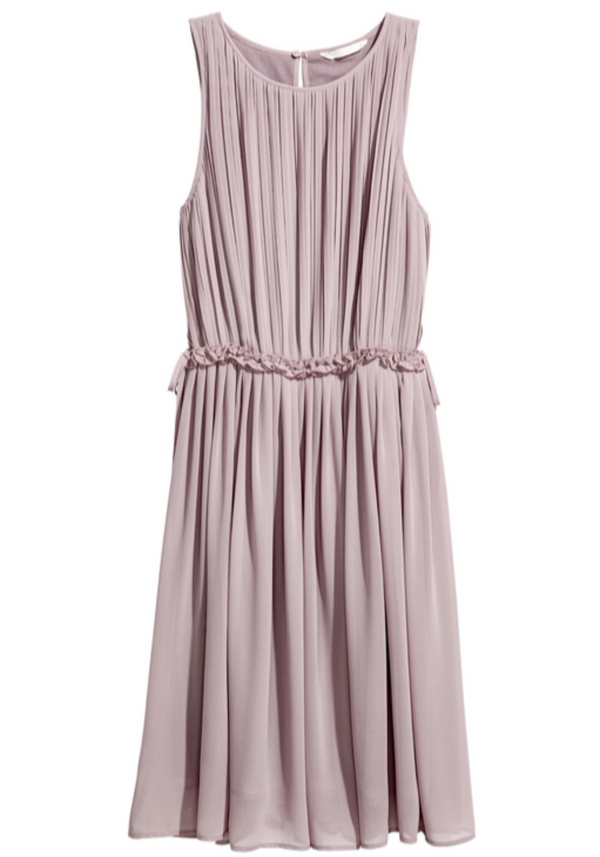 H&M Women's pale muted lavender pleated chiffon sleeveless dress, 2