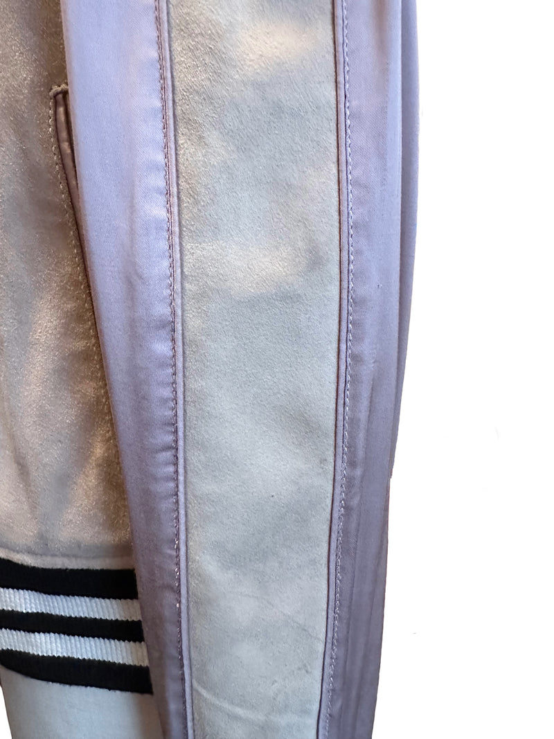 ALL SAINTS Women’s taupe suede & satin panels bomber jacket, S