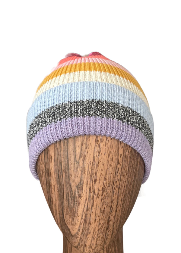 GAP Women's pastel multicoloured cotton mix striped knit beanie, NS