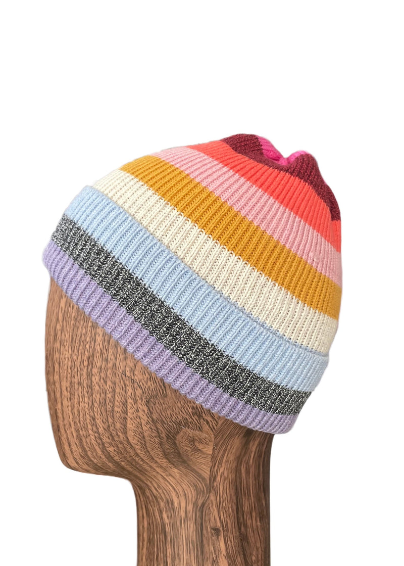 GAP Women's pastel multicoloured cotton mix striped knit beanie, NS