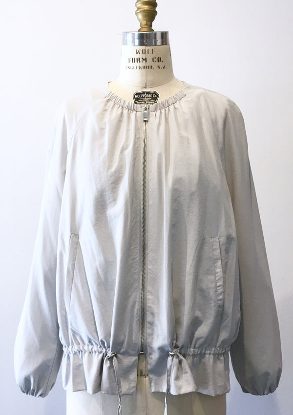 ZARA Women's cream lightweight jacket w/ drawstring bottom & elastic collar, L