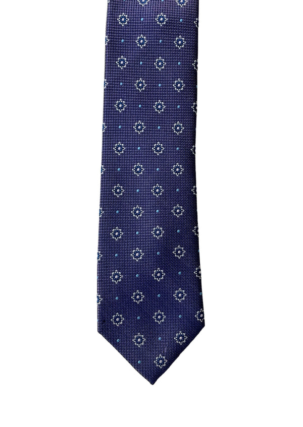 PERRY ELLIS purple tie with multicoloured circular print