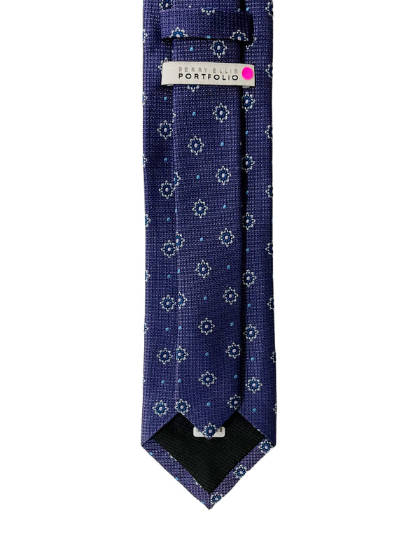 PERRY ELLIS purple tie with multicoloured circular print