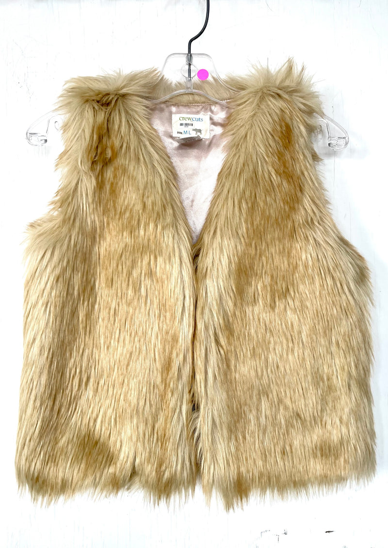 CREW CUTS kids sand faux fur sleeveless vest, M/L