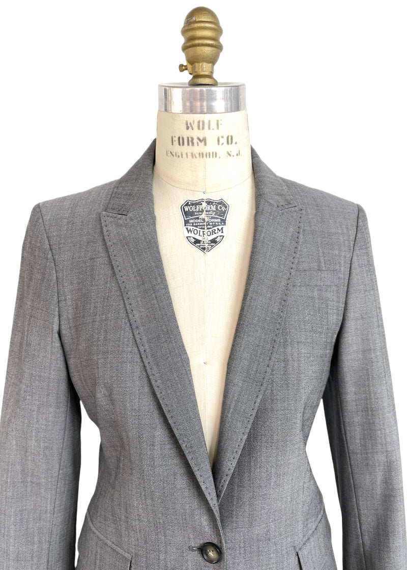 BANANA REPUBLIC Women's medium grey wool one button suit w/ knee length skirt, 6