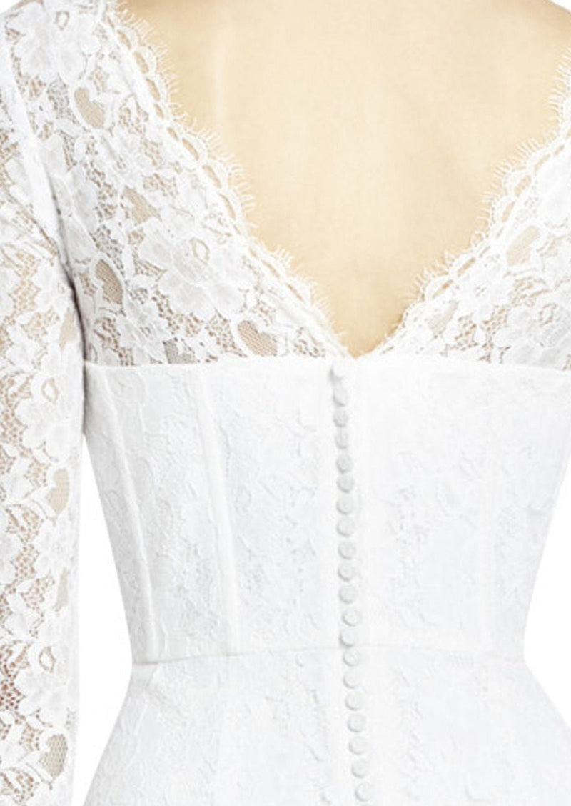 BCBG white lace cocktail dress v shaped back corset & boning, 12