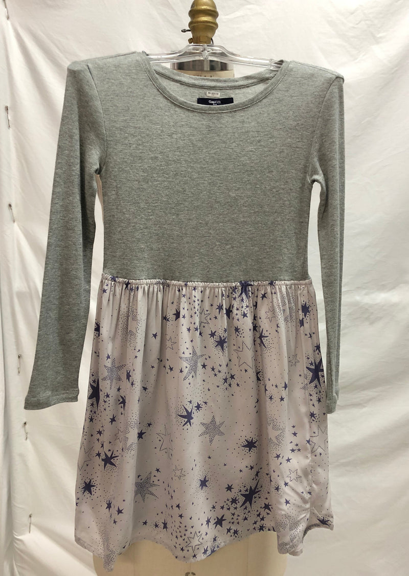 GAP KIDS grey dress w/ start printed skirt & elastic waist, S
