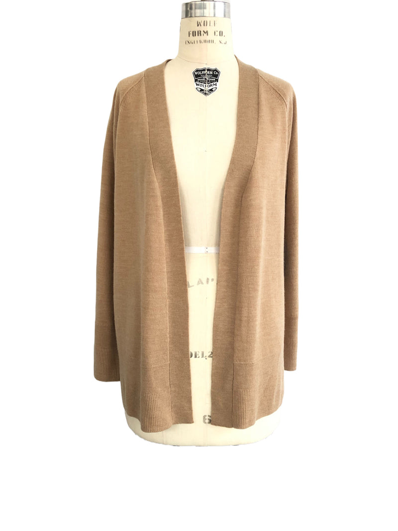 CYNTHIA ROWLEY Women’s sand merino wool open cardigan, M