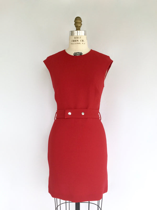 MANGO Women's red short sleeve crewneck mini dress with detachable belt, 6