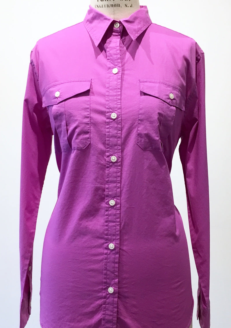 RALPH LAUREN JEANS Women's pink 2 pocket button up shirt, S