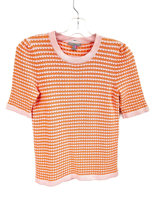COS Women's pink & orange textured crochet short sleeve sweater, XS