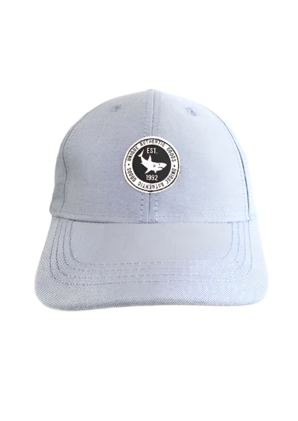 H&M kids pale blue baseball cap w/ shark badge, 4-8 yrs