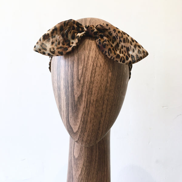 HAIR ACCESSORY cheetah print chiffon knot head wrap