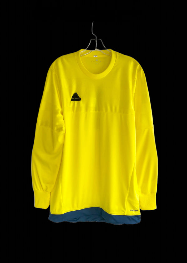 ADIDAS Mens bright yellow climalite soccer Goalkeeper jersey w/ navy waistband, M