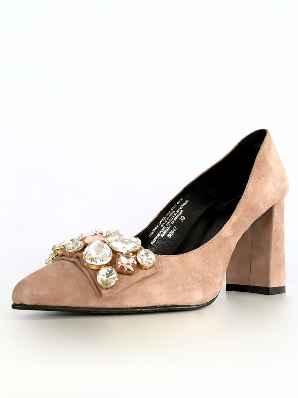 HELIA Blush Women's mauve suede jewelled pumps, 9