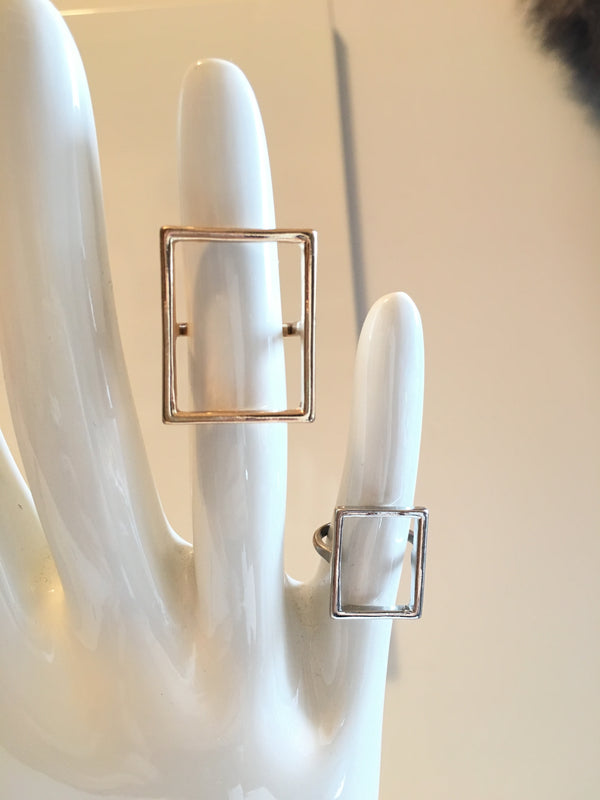 H&M large gold & small silver open square rings
