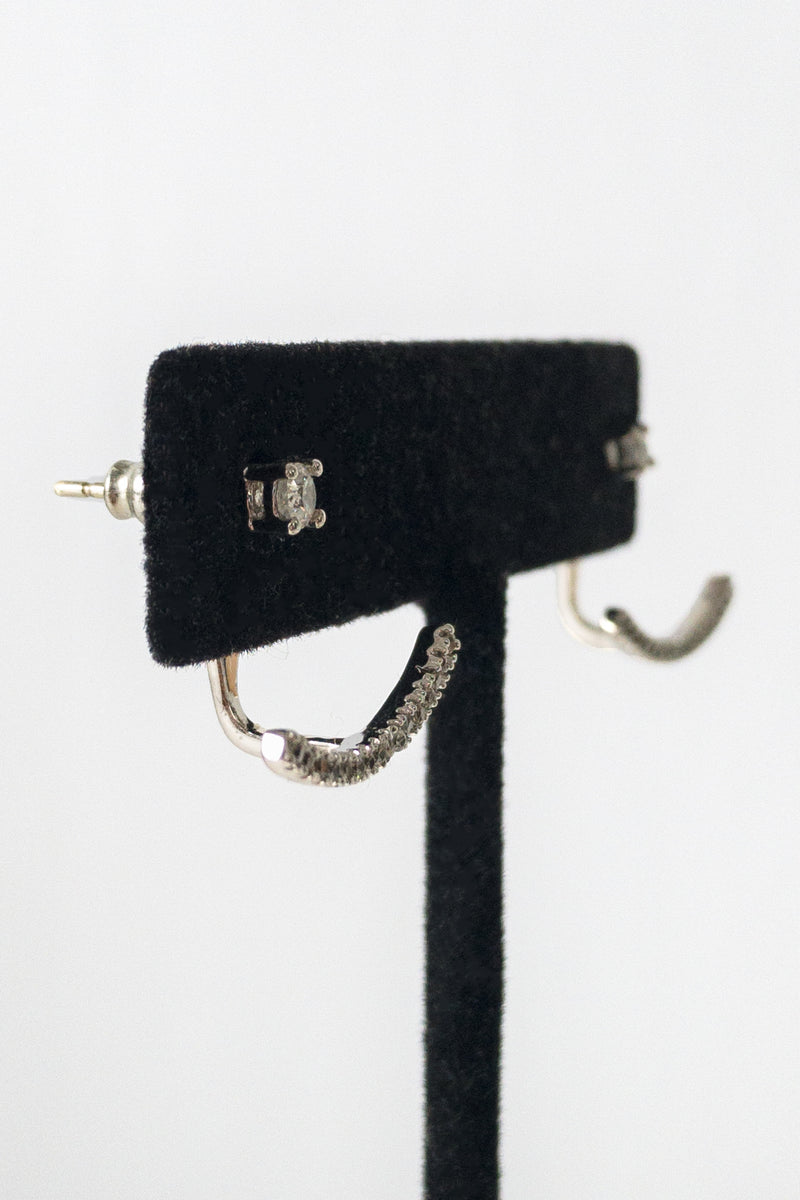 ALDO Platinum plated rhinestone pave front-back earrings