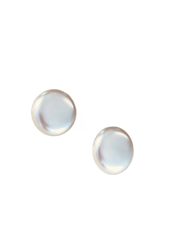 VINTAGE EARRINGS round large pearl button clip-on earrings, 1 1/8" wide