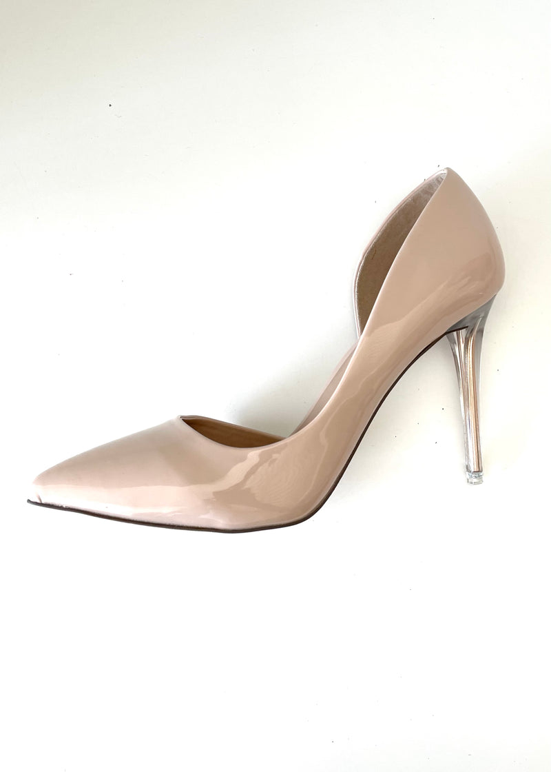 CALL IT SPRING beige pointed toe pump w/ clear stiletto heel, 8
